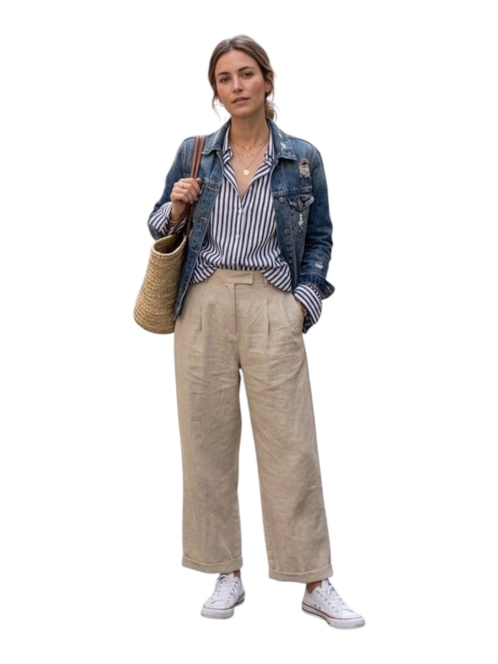 Free People 100% Linen Wide Leg Pleated Trousers Sz 2 Beige Natural Slouchy Boho